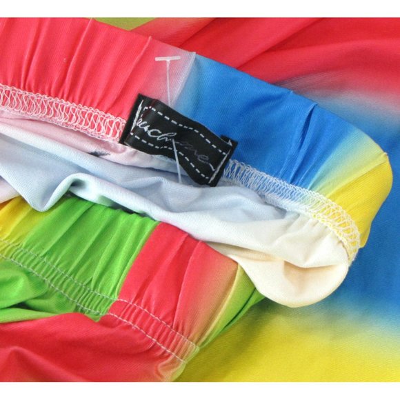 SALE! Striped Rainbow Cut Outs Yellow Red Long Skirt - Picture 3 of 3